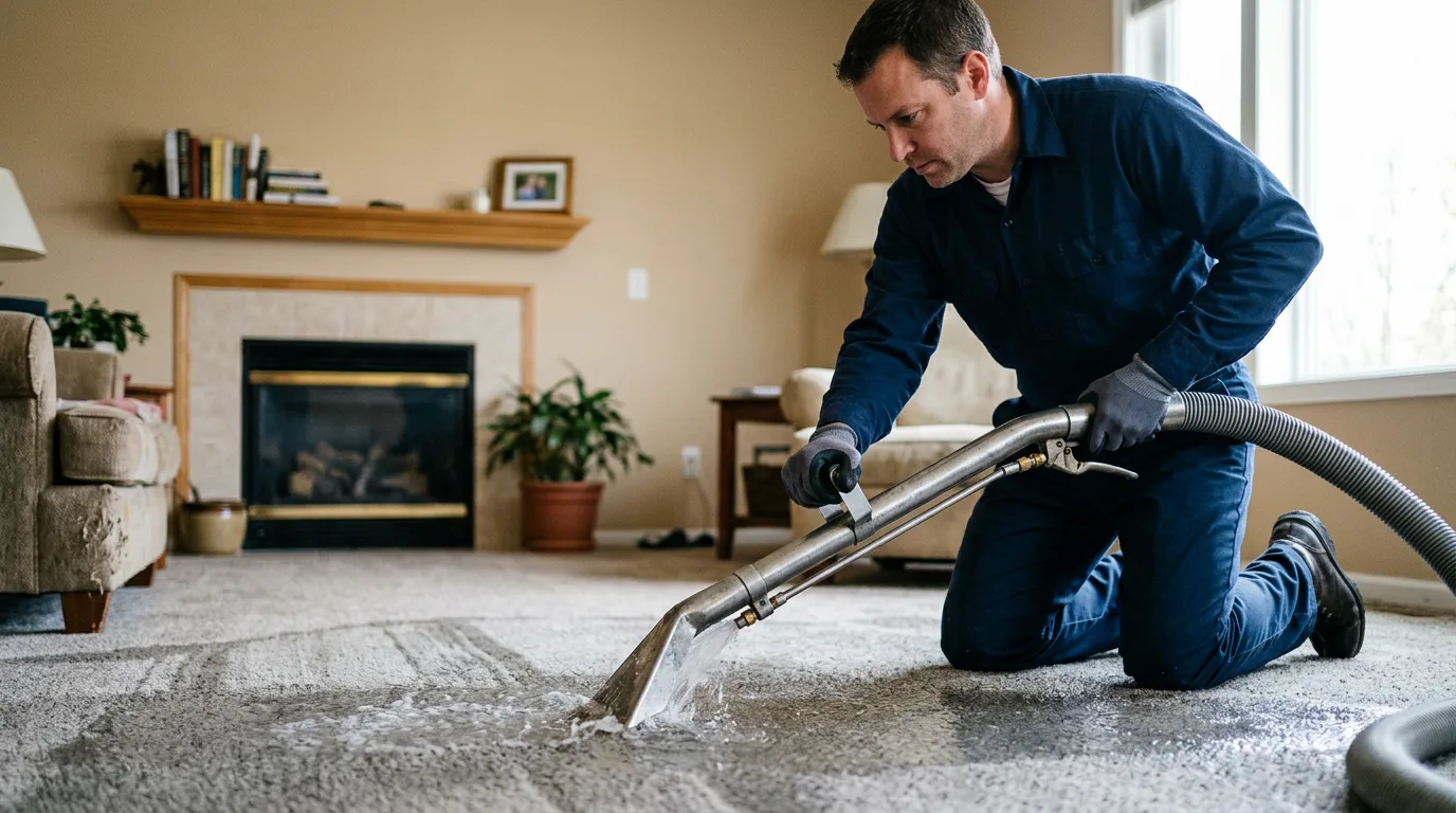 Water damage restoration technician working near Welch, TX